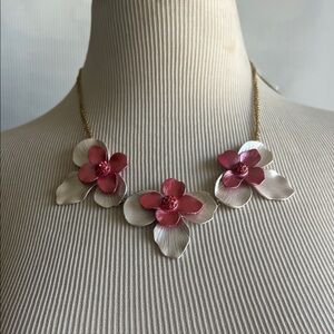Betsy Johnson Floral Pink & Ivory Statement Necklace